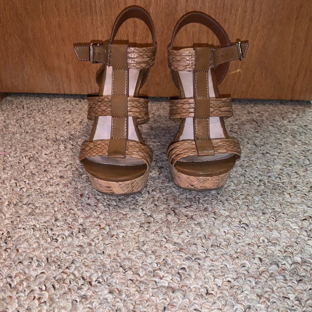 Strappy cork wedges
